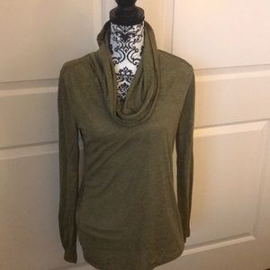 Olive mock faux cowl neck long sleeved top